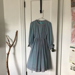 Vintage // blue and pink polka dot dress